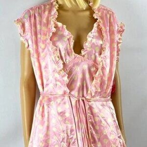 * Seductive Wear Pink Negligee 3 Piece Gown & Thong by Cinema Etoile Large NEW